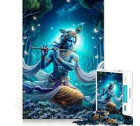 Krishna Playing Flute 1000 Pieces Jigsaw Puzzles for Adults Recall Boost Good Thick Real Challenge Art Display (38x26cm)