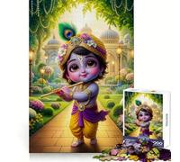 Krishna Playing Flute Jigsaw Puzzle 1000 Piece for Adults Focus Boost Real Thick Family Play Night Play (50x75cm)