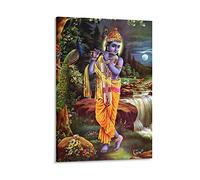 Krishna Playing FluteHinduism Poster Indian Gods Religious Ritual Culture Home Decor Poster Wall Art Bedroom Decorative Room Aesthetic 12x18inch(30x45cm)
