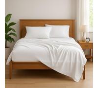 KRISHNA Premium 4 Piece Egyptian Cotton Queen Sheet Set, Soft, Breathable & Comfy Fully Elasticized Fitted 15" Deep Pocket Bed Sheets, 60" x 80", White