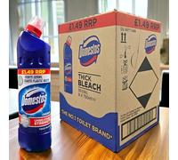 Krishna Stores Limited Domestos Thick Bleach Original Blue Eliminates 99.9% of Bacteria and Viruses 9x 750ml
