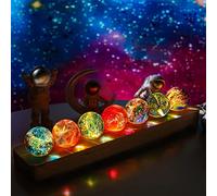 KRISININE 7 Chakra Natural Healing Spheres with LED Wooden Stand 40mm Crystal Quartz Stones for Meditation Positive Energy Night Light Decoration Balls Set for Home