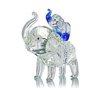 KRISININE Crystal Elephant Figurines Mother Son Glass Elephants with Trunk Up Crystal Animal Collectible Figurines Ornaments Birthday for Mum Women Tabletop Decoration for Home Office