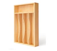 Krismax Bamboo Utensil Drawer Organizer, 5 Slots Silverware Storage Kitchen Flatware Cutlery - Eco-Friendly, Durable, and Custom Fit - Keep Your Drawer Neat & Stylish!
