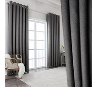 Krismile Full Blackout Curtains Grey Eyelet Noise Reducing for bedroom - Thermal Insulated & Room Darkening, Curtains & Drapes Thick Extra Long Lined for Living Room 52 x 96 inch Color Set of 2