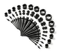 KRISMYA 50 Pcs Ear Stretching Kit, Acrylic Taper Plugs for 14G-00G Silicone Tunnels, Starter Expanders for Men and Women