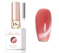KRISNICE 0.5 OZ Cat Eye Gel Polish with Magnet 15ML Holographic Glitter Shimmer Translucent Jelly Color Magnetic Nail Polish Salon DIY at Home (Fruit Nude Peach, MY035)