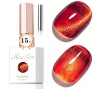KRISNICE 0.5 OZ Cat Eye Gel Polish with Magnet 15ML Holographic Glitter Shimmer Translucent Jelly Color Magnetic Nail Polish Salon DIY at Home (Sunny Blood Red, MY040)