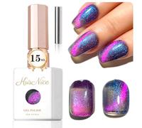 KRISNICE 0.5 OZ Cat Eye Gel Polish with Magnet 15ML Holographic Glitter Shimmer Translucent Jelly Color Magnetic Nail Polish Salon DIY at Home (Rainbow Purple, MY037)