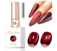 KRISNICE 0.5 OZ Cat Eye Gel Polish with Magnet 15ML Holographic Glitter Shimmer Translucent Jelly Color Magnetic Nail Polish Salon DIY at Home (Dreamy Cherry Red, MY036)