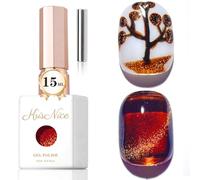 KRISNICE 0.5 OZ Cat Eye Gel Polish with Magnet 15ML Holographic Glitter Shimmer Translucent Jelly Color Magnetic Nail Polish Salon DIY at Home (Golden Dark Brown-MY029)