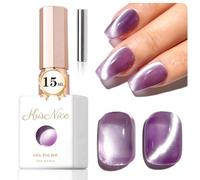 KRISNICE 0.5 OZ Cat Eye Gel Polish with Magnet 15ML Holographic Glitter Shimmer Translucent Jelly Color Magnetic Nail Polish Salon DIY at Home (Lilac Colour, MY031)