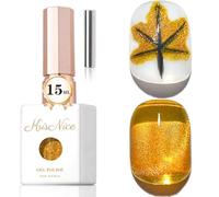 KRISNICE 0.5 OZ Cat Eye Gel Polish with Magnet 15ML Holographic Glitter Shimmer Translucent Jelly Color Magnetic Nail Polish Salon DIY at Home (Champagne Gold Cat Eye-MY028)