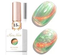 KRISNICE Jelly Glass Cat Eye Gel Polish with Magnet 15ML Holographic Glitter Shimmer Translucent Sheer Color Magnetic Nail Polish Salon DIY at Home (Pearl Mermaid, MY033)