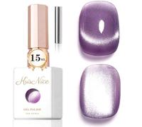 KRISNICE Jelly Glass Cat Eye Gel Polish with Magnet 15ML Holographic Glitter Shimmer Translucent Sheer Color Magnetic Nail Polish Salon DIY at Home (Lilac Colour, MY031)