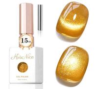 KRISNICE Jelly Glass Cat Eye Gel Polish with Magnet 15ML Holographic Glitter Shimmer Translucent Sheer Color Magnetic Nail Polish Salon DIY at Home (Champagne Gold-MY028)