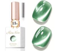 KRISNICE Jelly Glass Cat Eye Gel Polish with Magnet 15ML Holographic Glitter Shimmer Translucent Sheer Color Magnetic Nail Polish Salon DIY at Home (Green Grape-MY052)