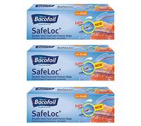 KRISP 3 Pack Reusable Rectangular Resealable Small Lunch Sandwich Food Storage Bags, 20 Count, Clear, PVC & Phthalate Free, Zipper Closure