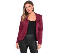 KRISP 3558-WIN-12: Smart Ponte Tailored Jersey Slim Fitted Office Jacket Coat Blazer Party Summer Wine