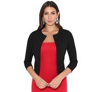 KRISP Women Cropped Shrug 3/4 Sleeve Bolero (Black, 14), 5026-BLK-14