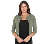 KRISP Women Cropped Shrug 3/4 Sleeve Bolero (Khaki, 20), 5026-KHA-20