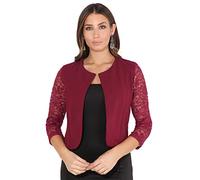 KRISP Women Lace Sleeve Cropped Evening Shrug (Wine, 16) 9330-WIN-16