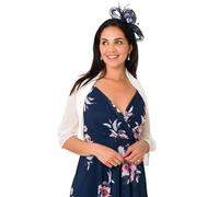 KRISP Womens Batwing 3/4 Sleeve HIgh Neck Chiffon Shrug (Cream, 08), 3730-CRM-08