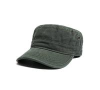 KRISPHILY Unisex Cotton Flat Top Military Cadet Army Cap Trucker Hat for Men and Women, Army Green, Medium