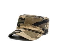 KRISPHILY Unisex Cotton Flat Top Military Cadet Army Cap Trucker Hat for Men and Women, Camouflage, Medium