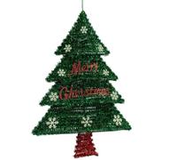Krist+ Christmas Ornament Hanging Christmas Tree Tinsel LED Light Red Green Polypropylene Pet 44 x 58.7 x 7 cm (Pack of 12)
