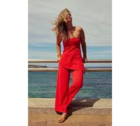 Krista Cotton-Linen Sweater Set by free-est at Free People in Cherry Tomato Combo, Size: Small - female