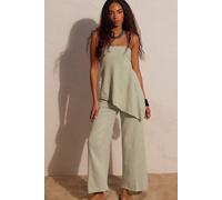 Krista Cotton-Linen Sweater Set by free-est at Free People in Perfect Pear Combo, Size: XL - female