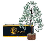 KRISTALGLOBE Green Aventurine Crystal Tree of Life - Handmade Gemstone Bonsai with 300 Natural Beads - Feng Shui Money Tree for Wealth Good Luck & Décor - Silver Wire Gift for Women