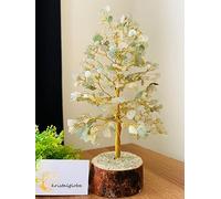 KRISTALGLOBE Green Aventurine Crystal Tree of Life with 300 Natural Aventurine Beads - Handmade Full Gold Wire Bonsai Tree for Luck Prosperity and Healing - Wooden Base