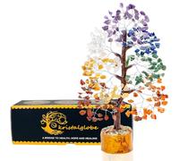 KRISTALGLOBE Seven Chakra Crystal Tree - 300 Beads Gemstone Bonsai Tree of Life - Handmade Healing Crystals for Positive Energy, Meditation & Home Décor - Silver Wire Spiritual Gift for Women & Men