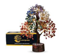 KRISTALGLOBE Seven Chakra Crystal Tree with 500 Gemstone Beads - Handmade Healing Crystal Bonsai Tree of Life for Positive Energy, Meditation, Feng Shui, Gift for Women