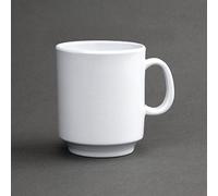 Kristallon White Melamine Mugs - Extra Durable and Dishwasher Safe - 340ml / 12oz - Pack of 6