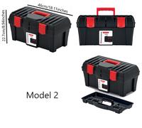 Tool Box with Integrated Tool Carrier for Workshop Garage ABS Plastic Clamp Locks (460 x 257 x 227 mm)