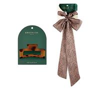 Kristin Ess The Scrunchie & Scarf Set - Cheetah + The Claw Clip Bundle - Strong Hold, Nonslip, All Hair Types