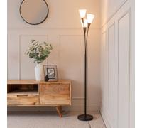 Kristina Frosted White Shade 3 Way Metal Uplighter Floor Lamp with LED Bulbs ValueLights Black One Size