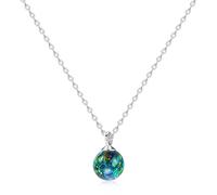 KristLand 925 Sterling Silver Gold Plated Necklace Silver Opal Necklaces for Women Round Opal Pendant Gifts for Ladies Girl Green