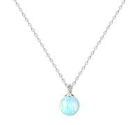 KristLand 925 Sterling Silver Gold Plated Necklace Silver Opal Necklaces for Women Round Opal Pendant Gifts for Ladies Girl Blue