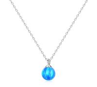 KristLand 925 Sterling Silver Gold Plated Necklace Silver Opal Necklaces for Women Round Opal Pendant Gifts for Ladies Girl