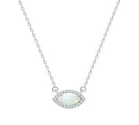KristLand 925 Sterling Silver Gold Plated Necklace Silver Opal Necklaces for Women White Opal Pendant Gifts for Ladies Girl