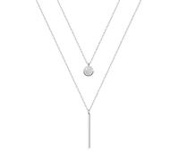 KristLand 925 Sterling Silver Layer Necklace with Round Pendant Double Layer Exquisite Necklace Party Birthday Gift for Women