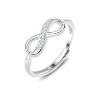KristLand 925 Sterling Silver Women Ring Adjustable Open Ring Infinity Sterling Ring with Cubic Zirconia Jewelry Gift for Ladies Girls