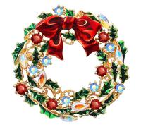 KristLand Christmas Garland Brooch Christmas Bow Brooch with Sparkly Crystal Stone Scarf Clips Praty Jewelry Gift for Men Women Jewelry