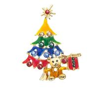 KristLand Christmas Tree Brooch with Sparkly Crystal Stone Beautiful Enamel Retro Brooch Scarf Suit Birthday Christmas Party Gift for Women Ladies