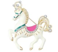 KristLand - Cute Colorful Enamel with Sparkle Austrian Crystals Unicorn Brooch Birthday Gift Circus Horse Pin Corsage for Cloth Bag, Crystal, crystals