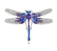 KristLand - Cute Honey Bee Butterfly Dragonfly Spider Insect Animals Enamel Brooch Pin with Austrain Crystals Halloween Men Women Outfits Dragongfly Blue